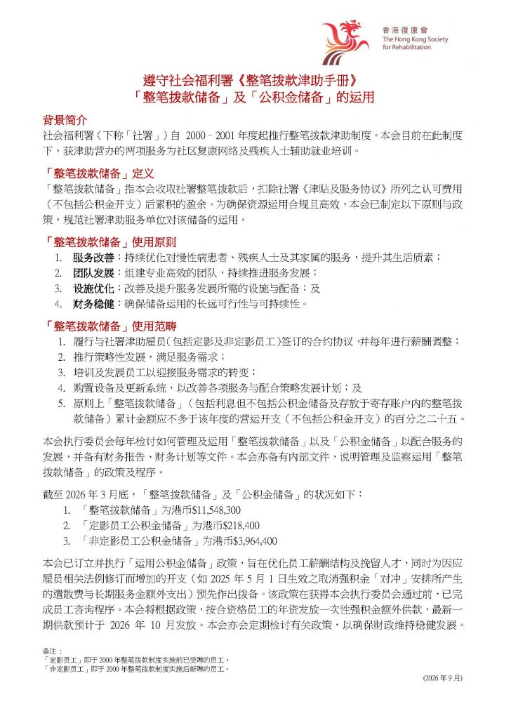 2026 The Use of LS Grant and P Fund Reserve (Sim Chi)
